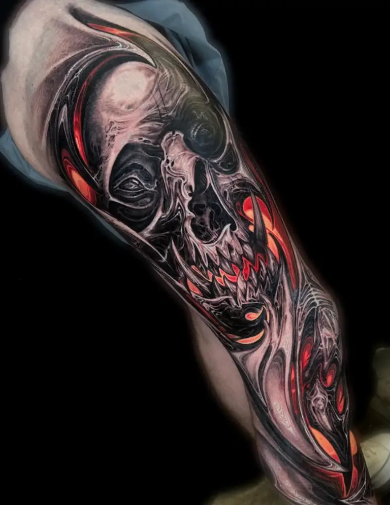 tatouage de crane bio méca de balck bubble