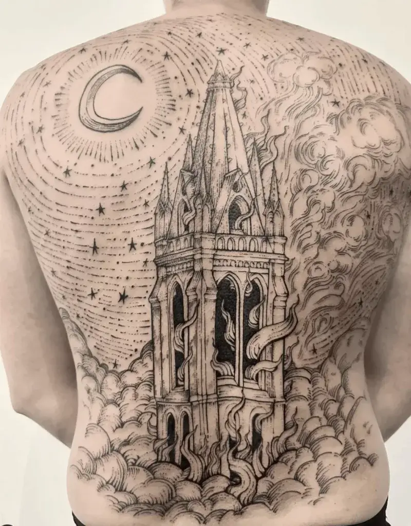 tatouage de dos complet d'icarus tattoo